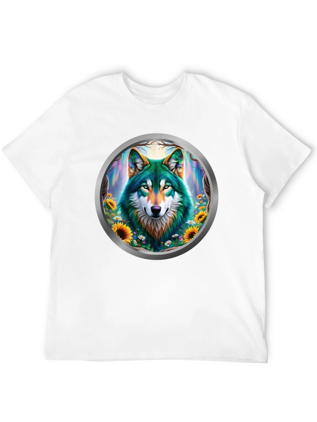 Wolf Circle Graphic T-Shirt - Nature Art