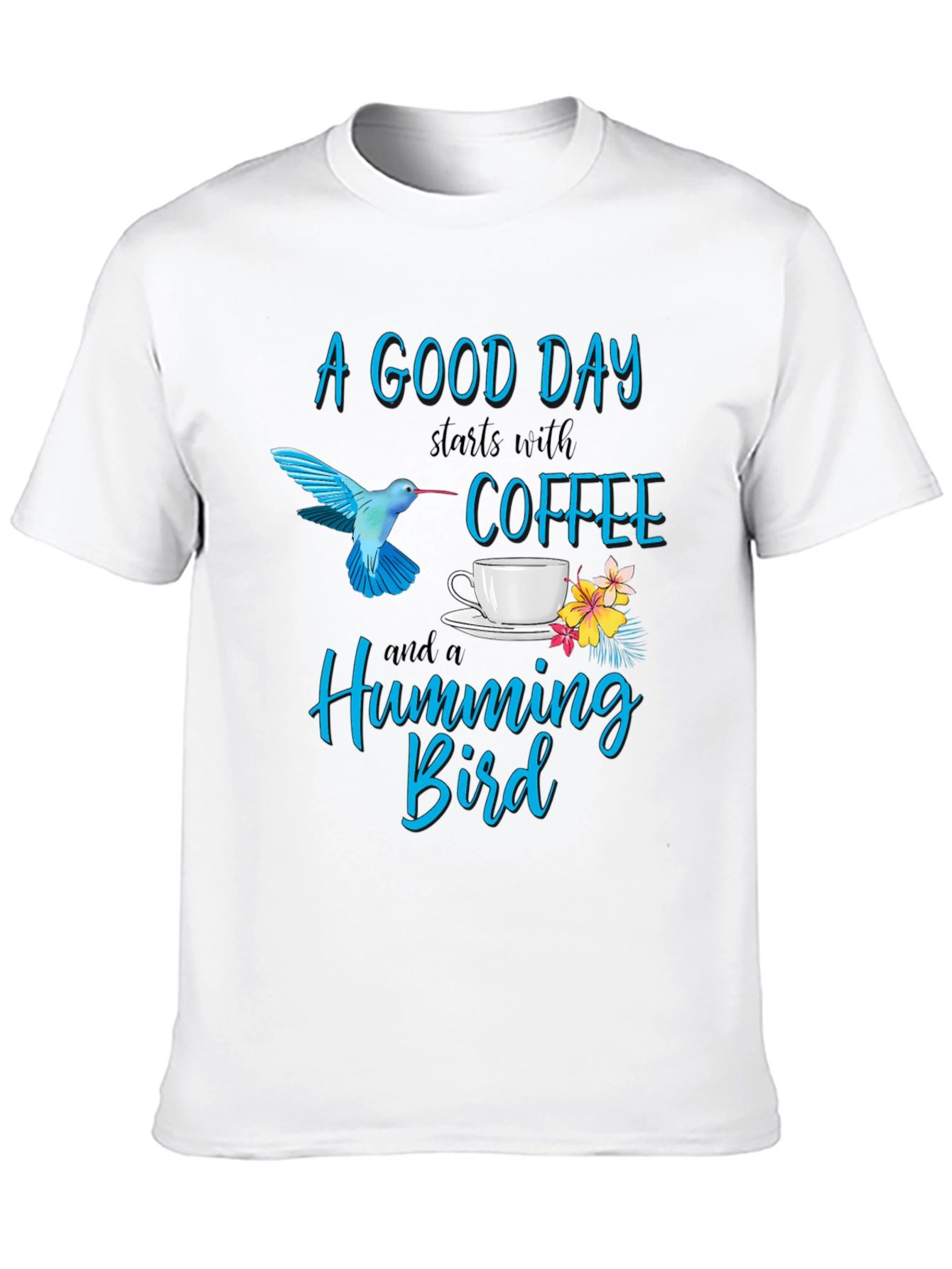 Hummingbird & Coffee Graphic T-Shirt