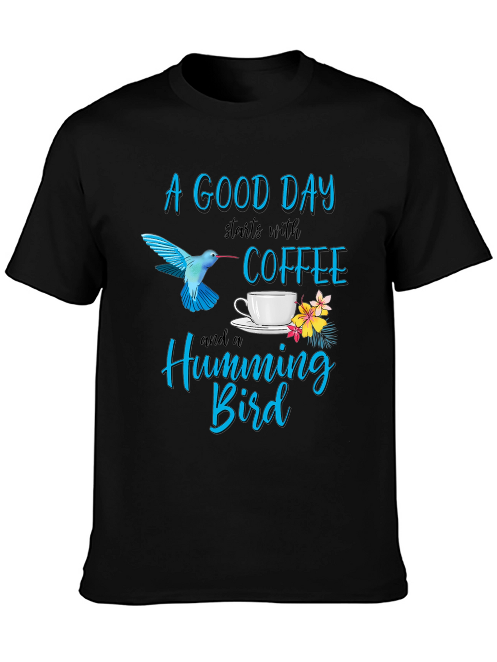 Hummingbird & Coffee Graphic T-Shirt