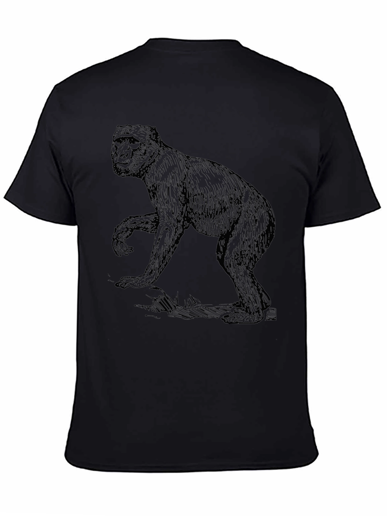 Vintage Gorilla Graphic Tee - Black Cotton