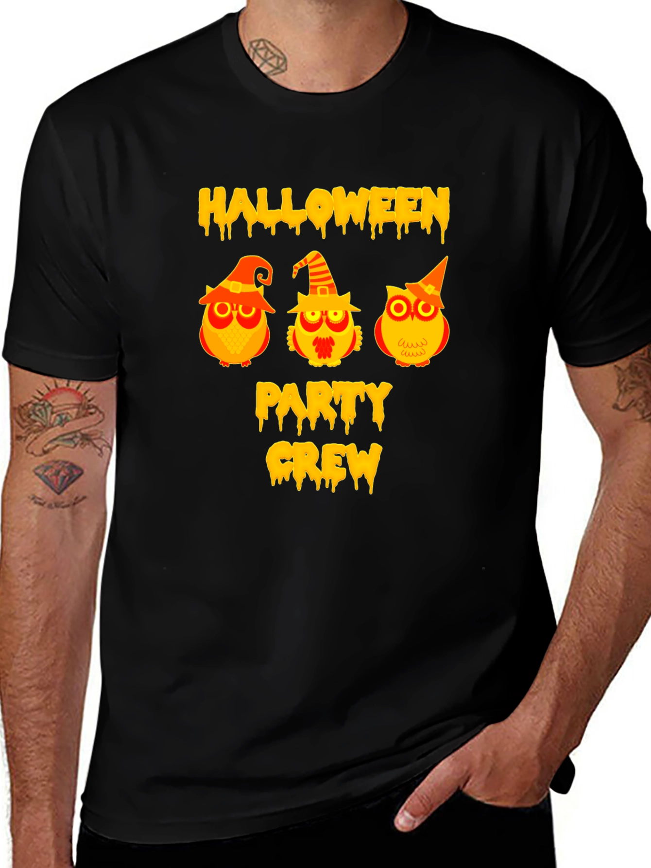 Halloween Party Crew Owl Graphic T-Shirt