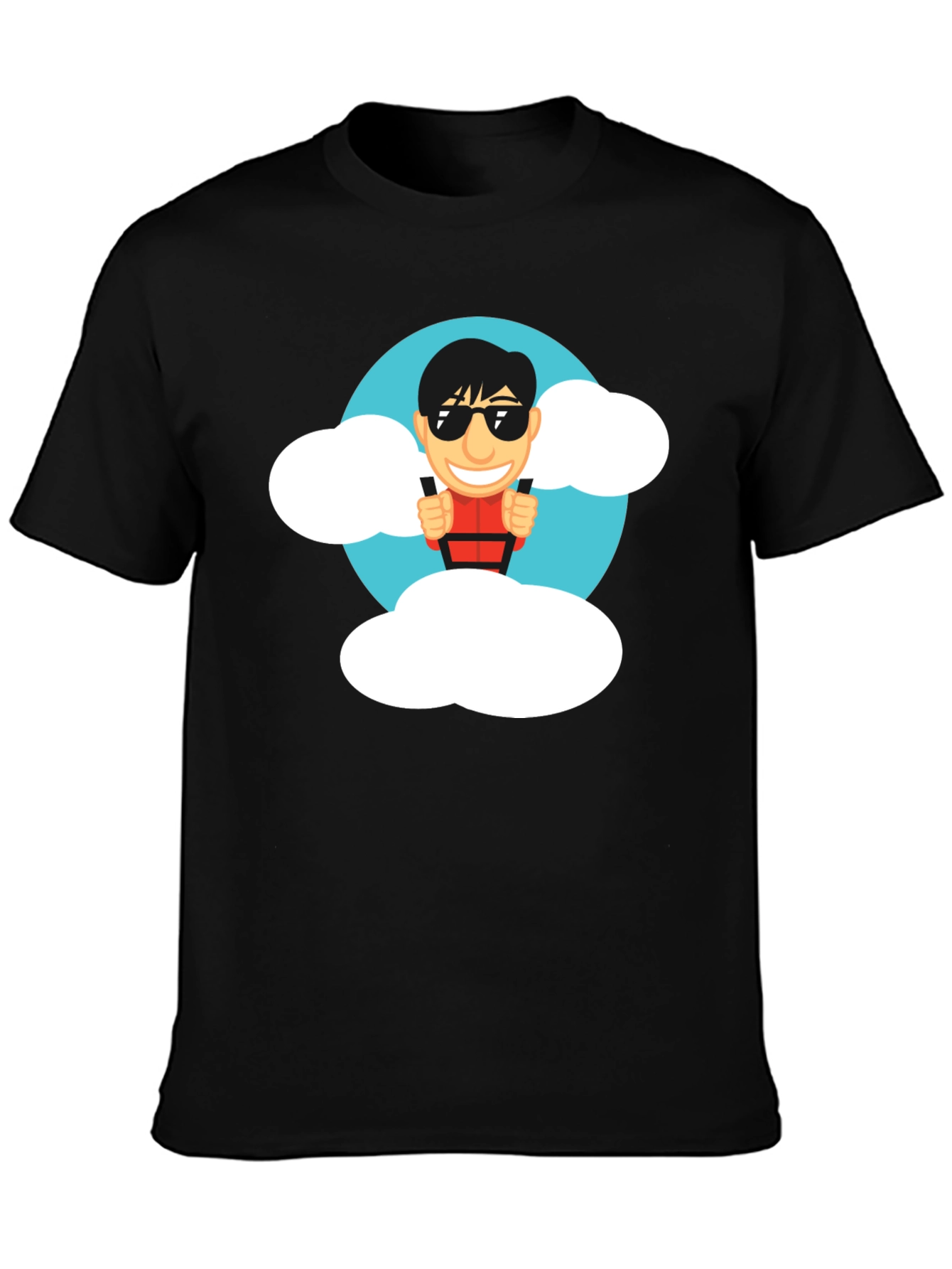 Cartoon Skydiver Black T-Shirt