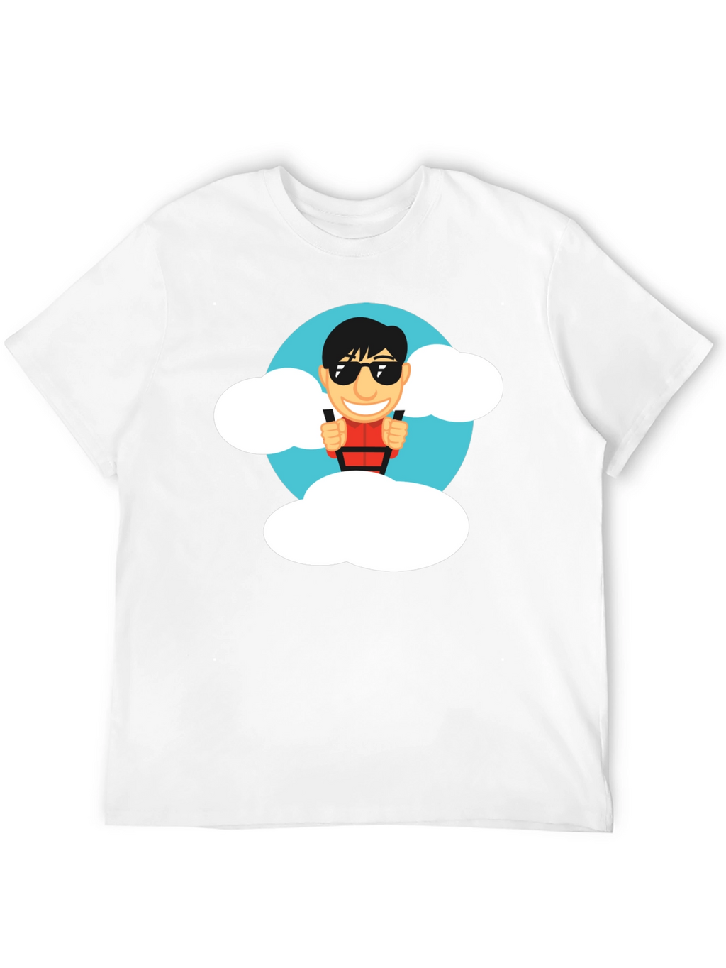 Cartoon Skydiver Black T-Shirt