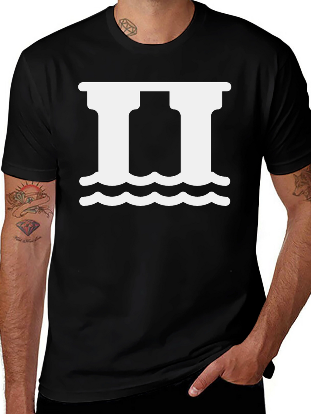 Roman Pillars Graphic T-Shirt - Black