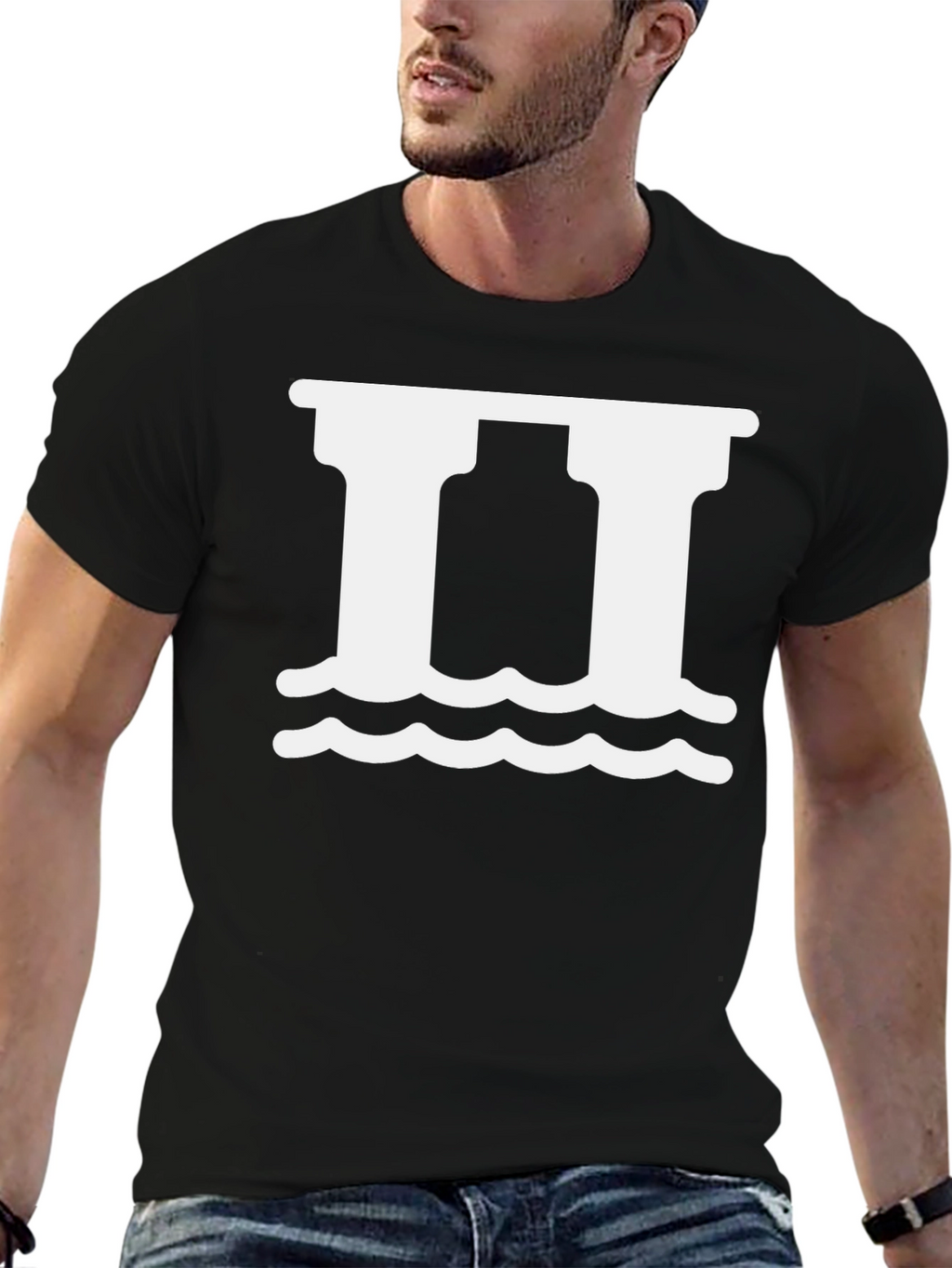 Roman Pillars Graphic T-Shirt - Black