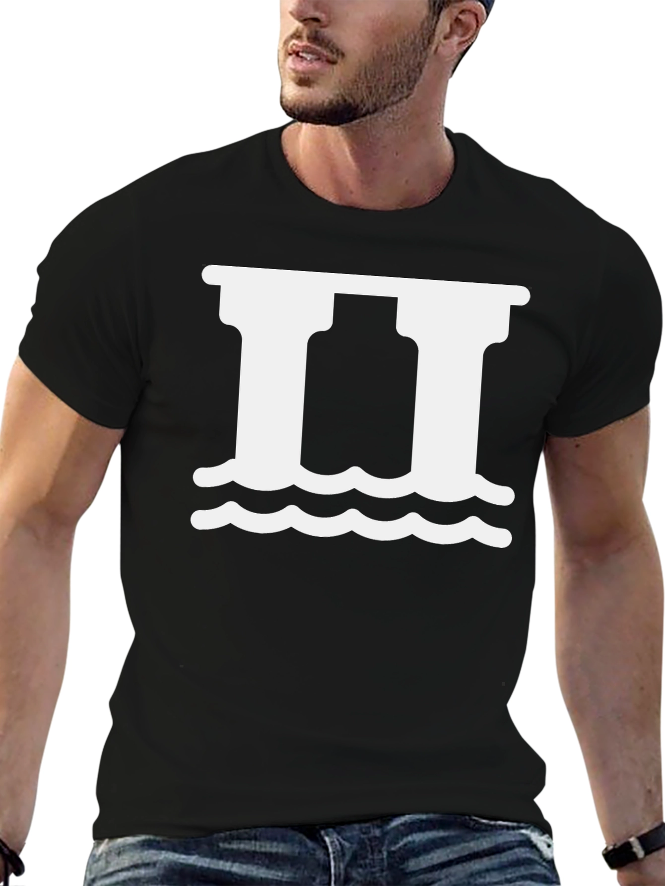 Roman Pillars Graphic T-Shirt - Black