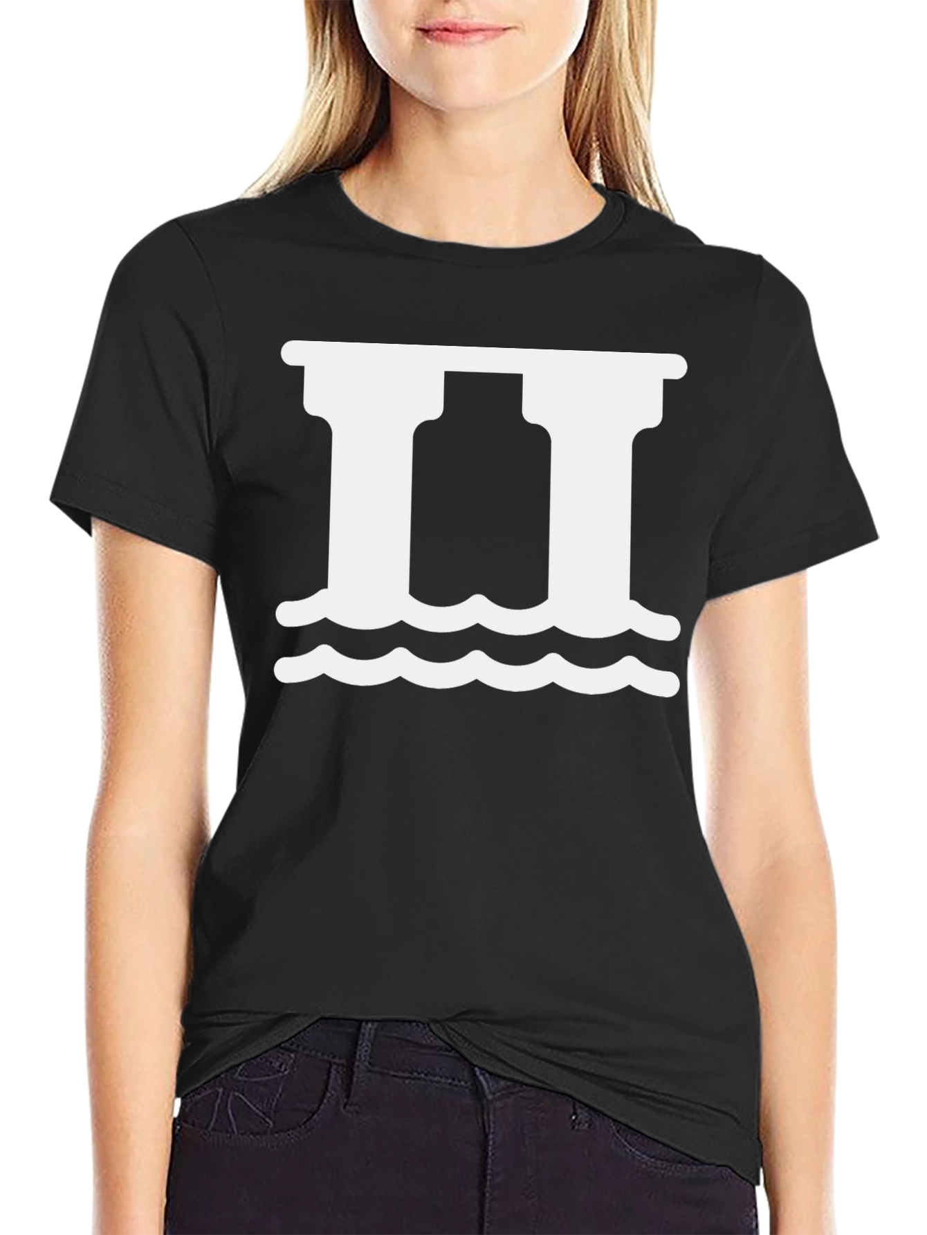 Roman Pillars Graphic T-Shirt - Black