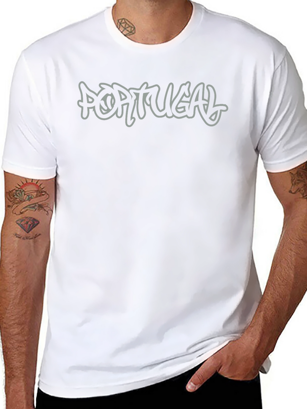 Portugal Graphic Print Mens Black T-Shirt
