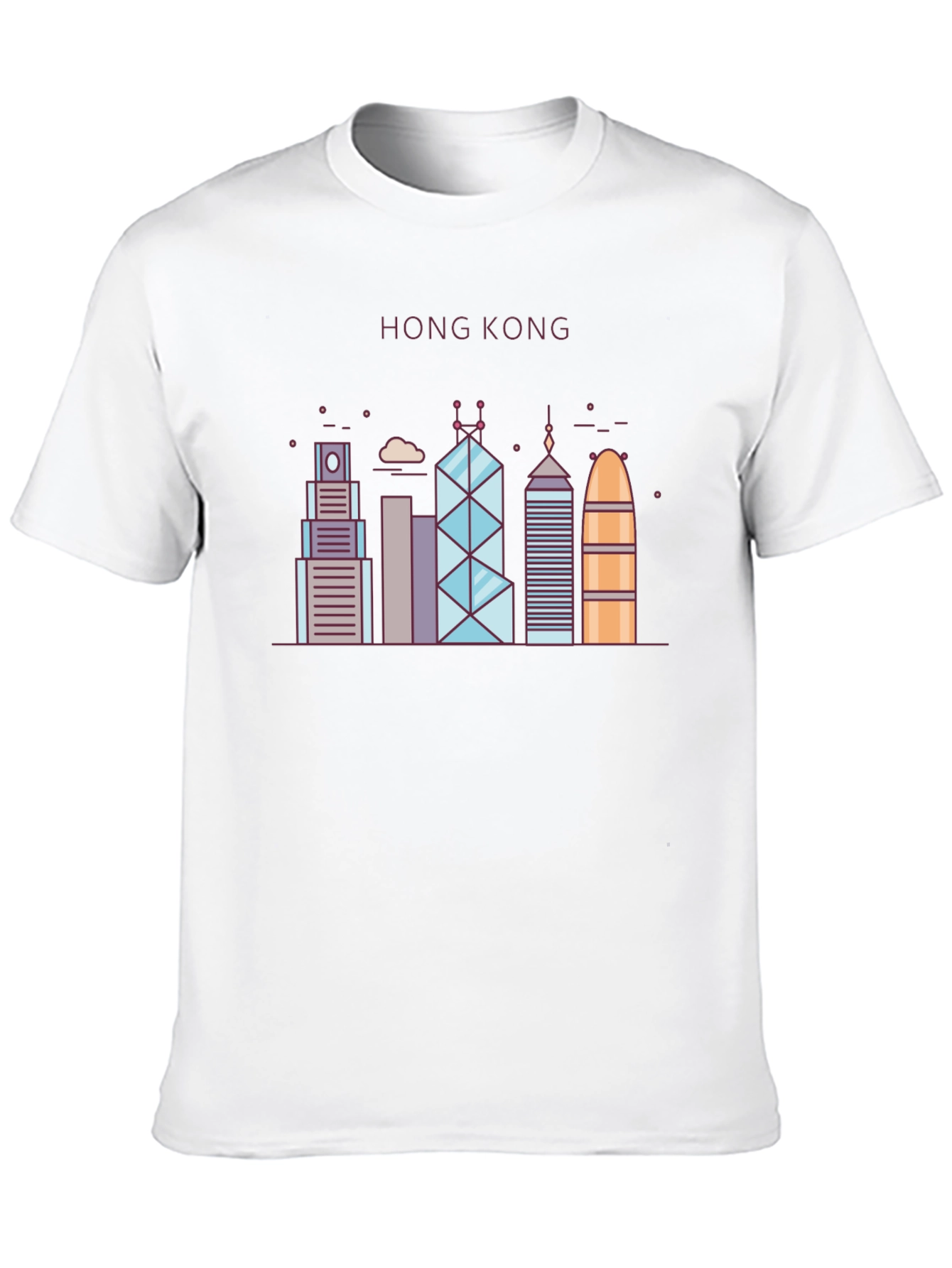 Hong Kong Skyline Graphic Tee - Black Cotton Blend