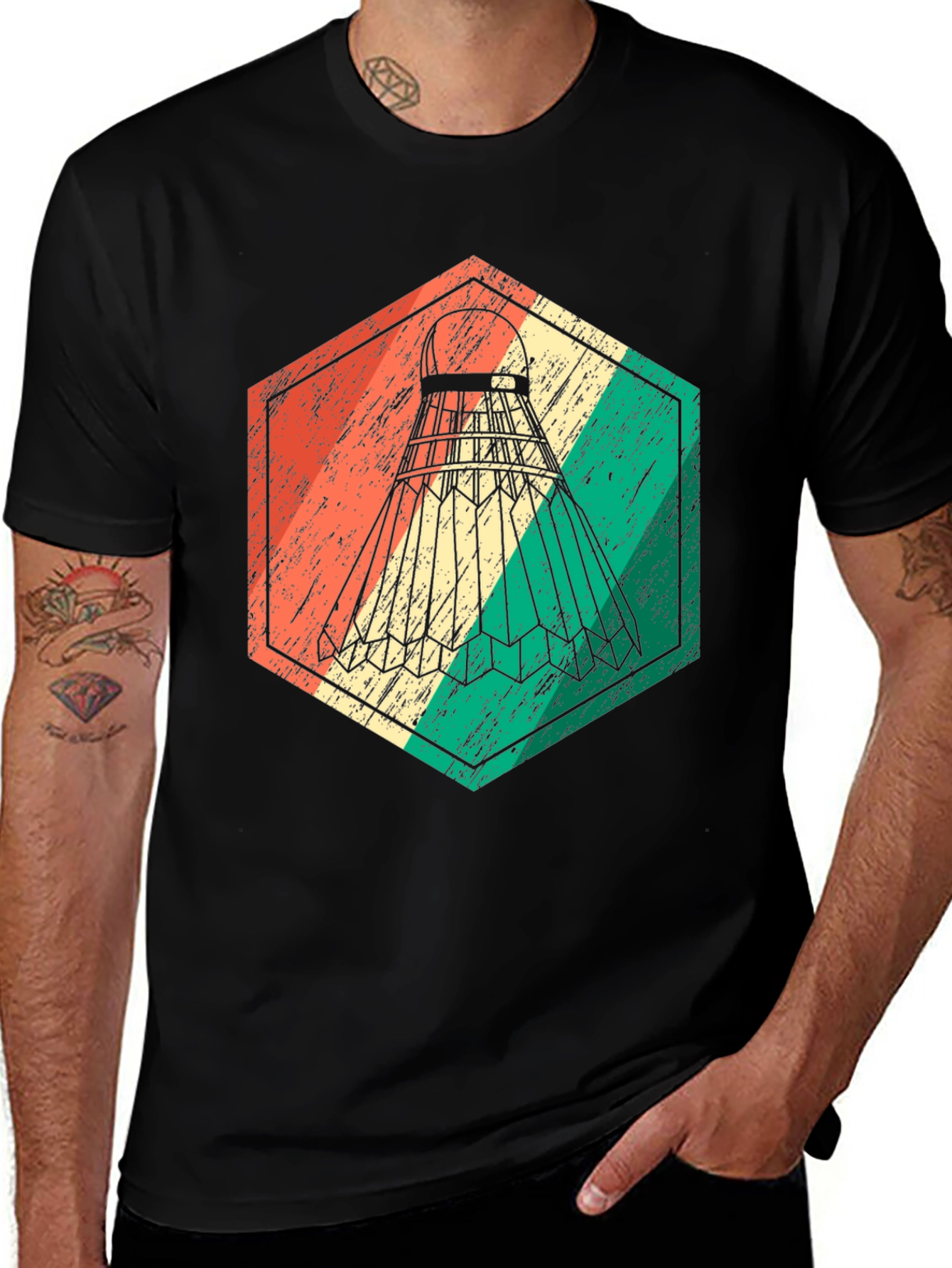 Vintage Badminton Shuttlecock Graphic Tee
