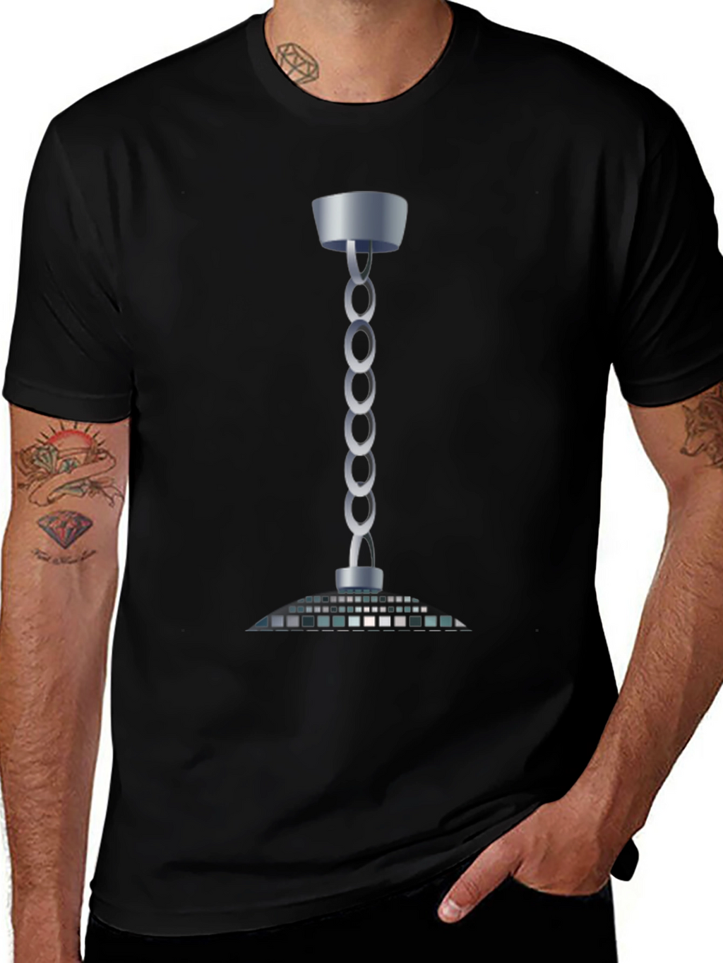 Modern Chain Chandelier T-Shirt - Sleek Style