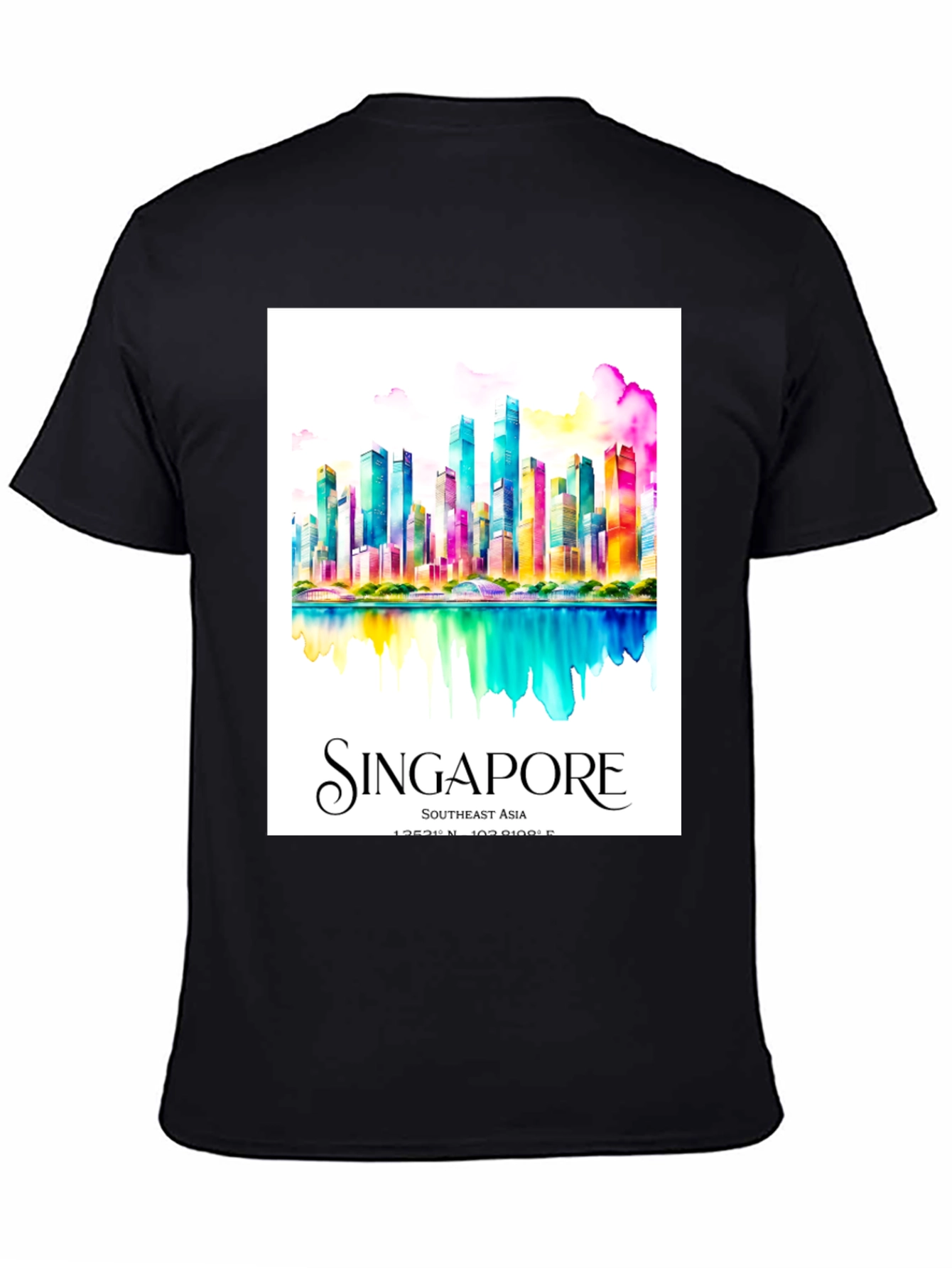 Singapore Watercolor Skyline Graphic Tee