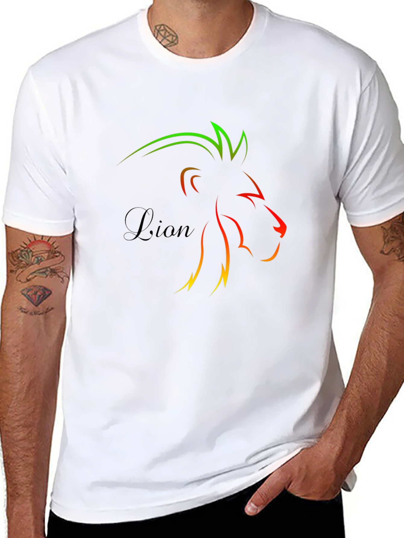 Lion Graphic Black Tee - Stylish Mens T-Shirt