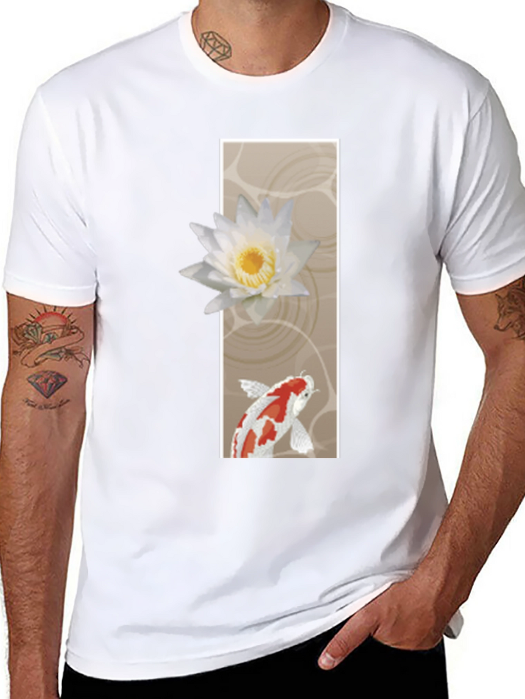 Koi Fish & Lotus Graphic T-Shirt