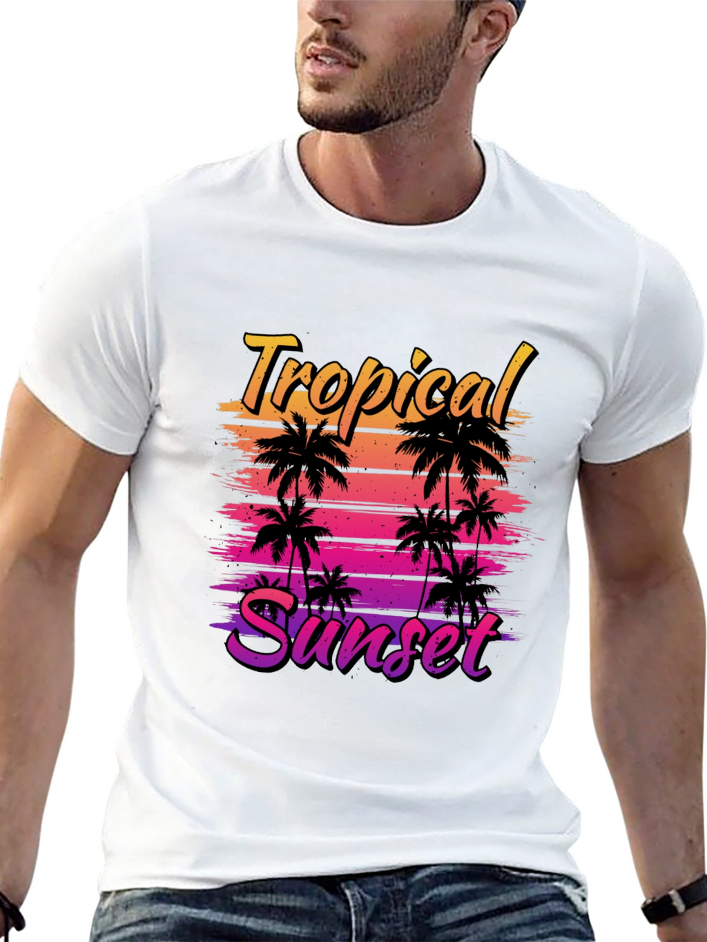 Tropical Sunset Graphic T-Shirt