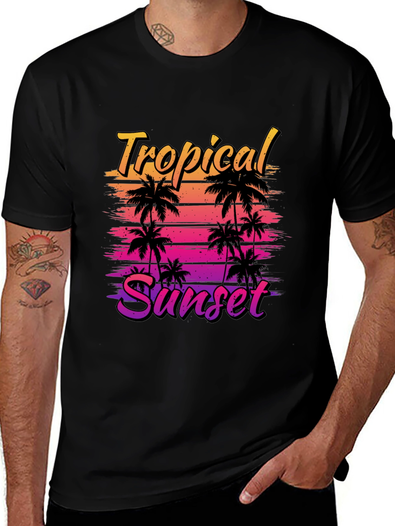 Tropical Sunset Graphic T-Shirt