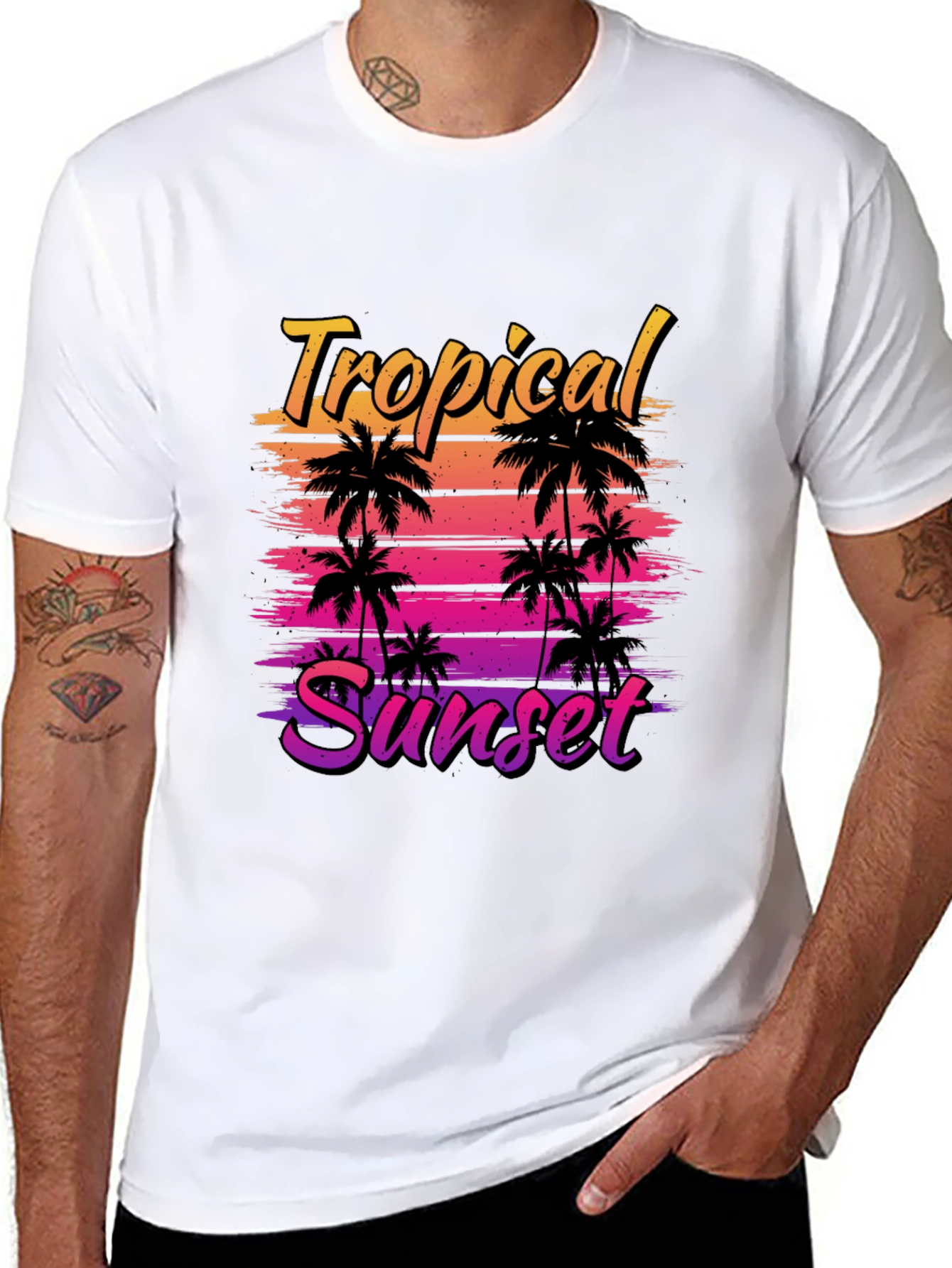 Tropical Sunset Graphic T-Shirt