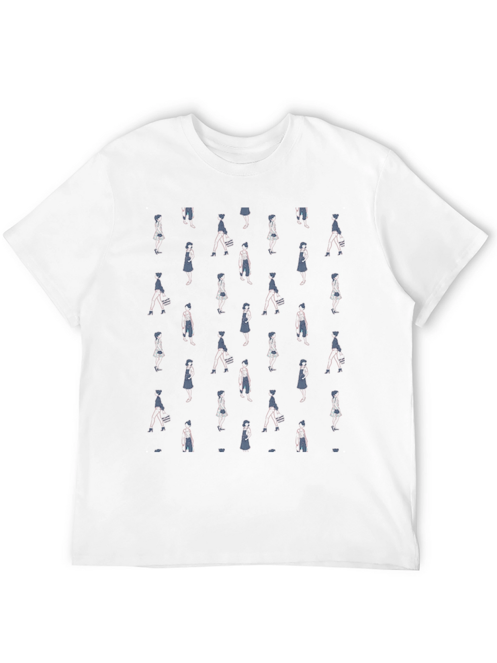Patterned Womens Figure Black Graphic T-Shirt