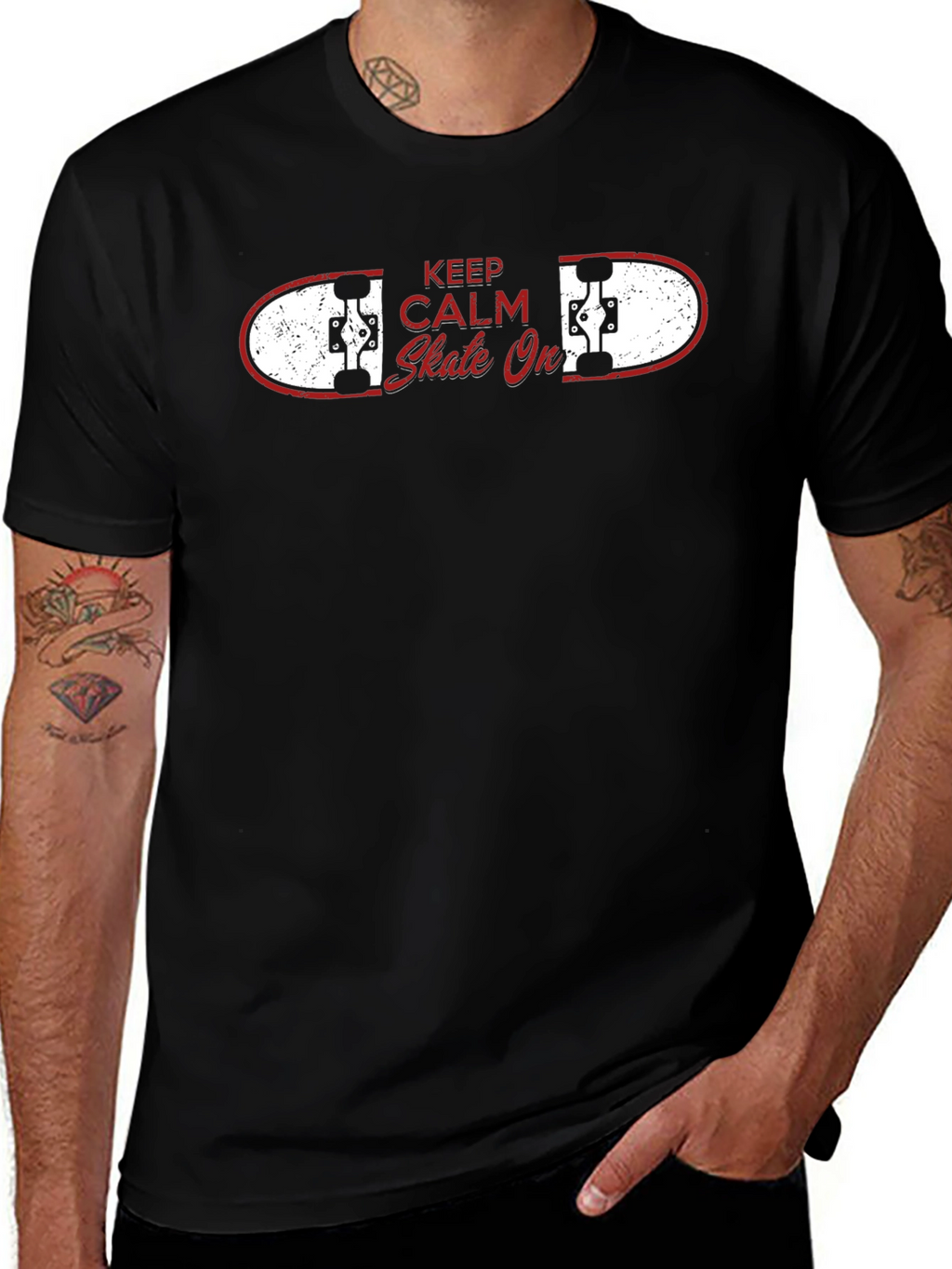 Keep Calm Skate On Black T-Shirt
