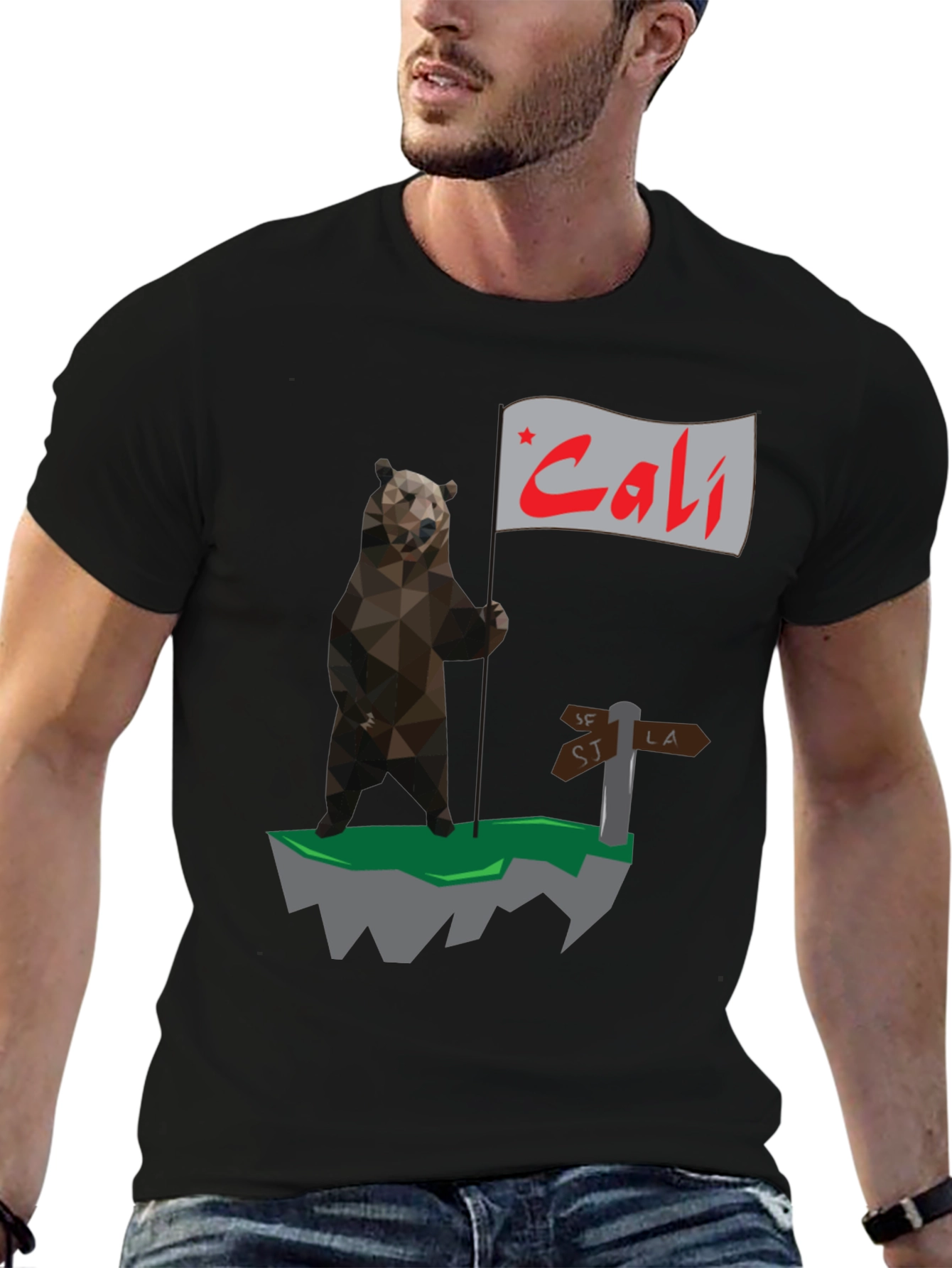 California Bear Flag Graphic T-Shirt - Cali Bear