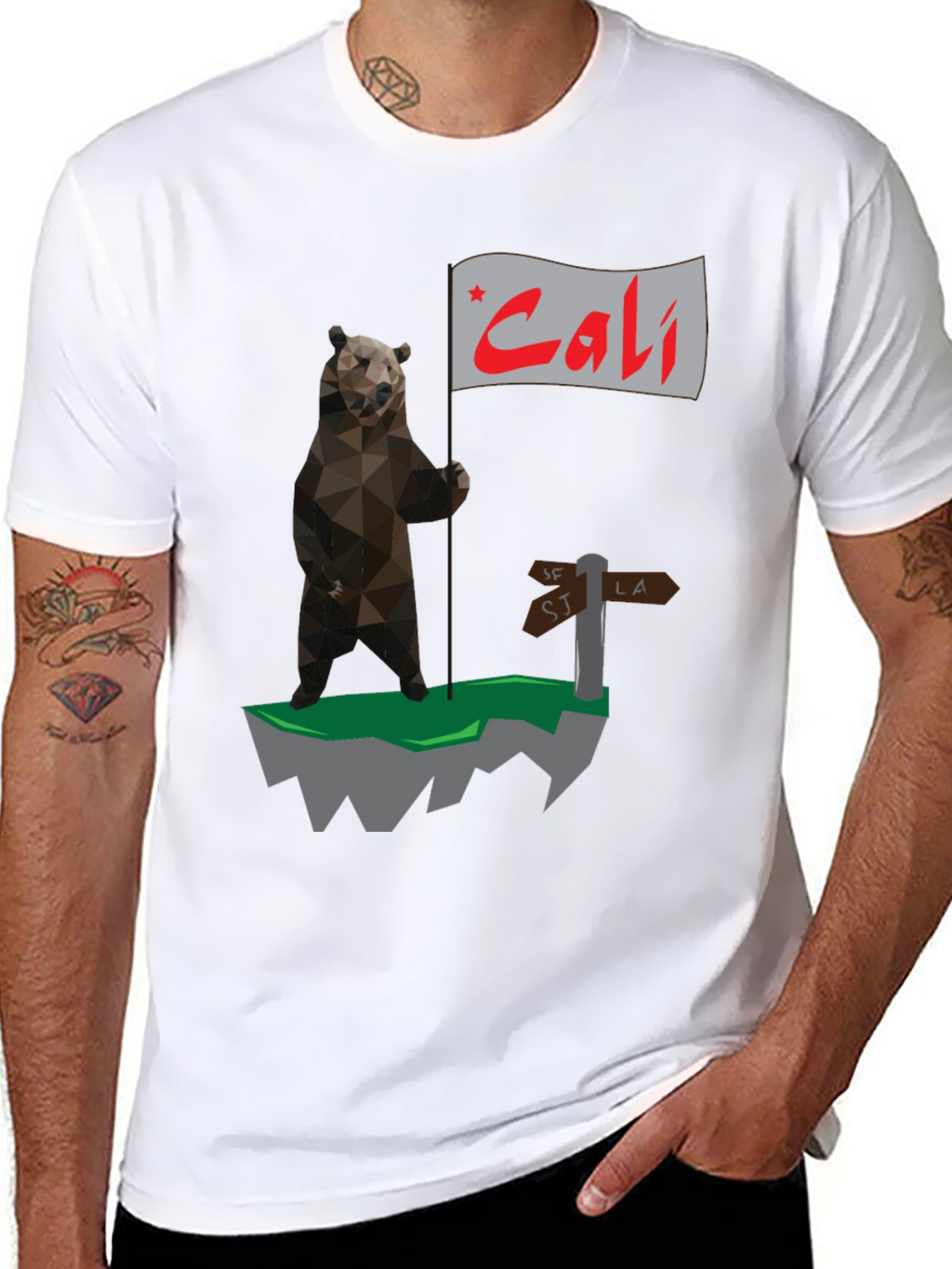 California Bear Flag Graphic T-Shirt - Cali Bear
