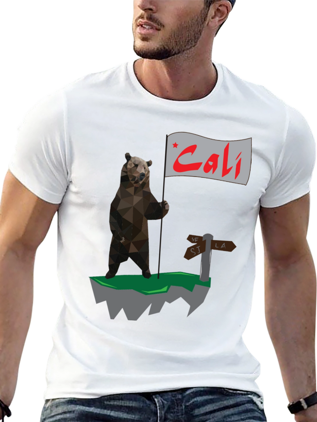 California Bear Flag Graphic T-Shirt - Cali Bear