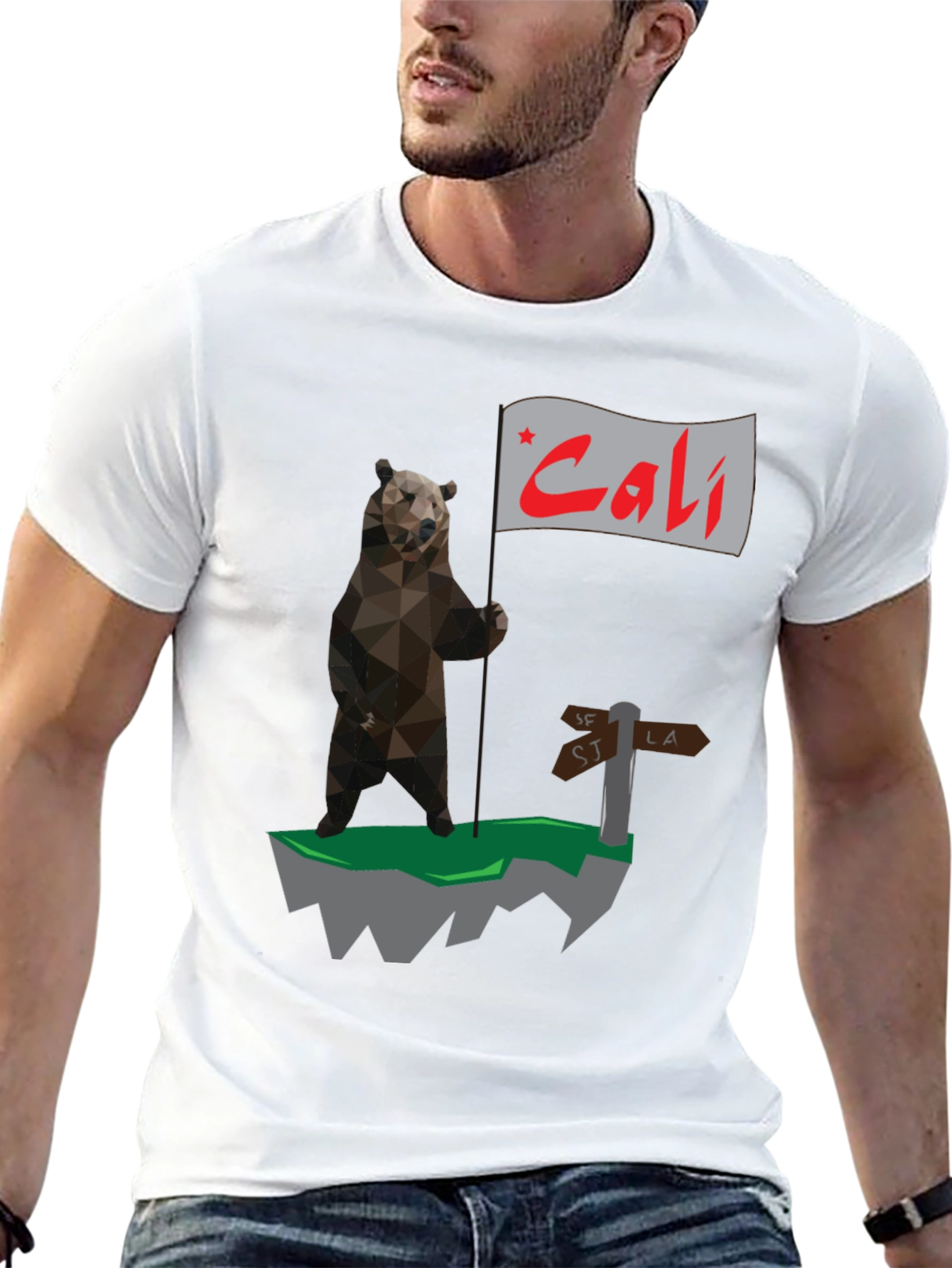 California Bear Flag Graphic T-Shirt - Cali Bear