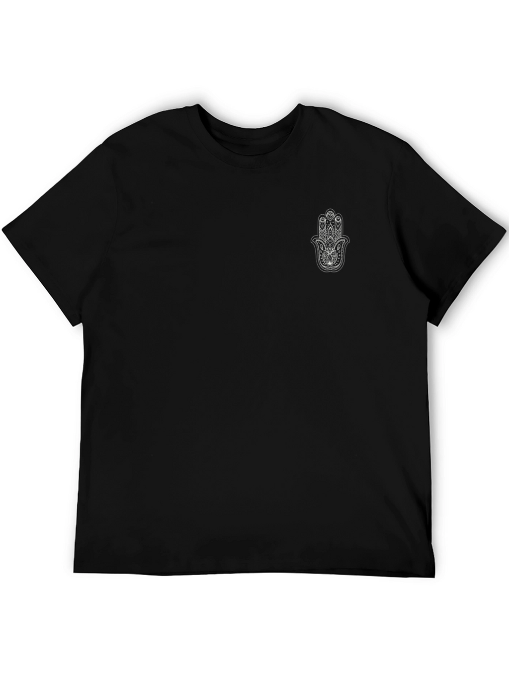Mens Black T-Shirt with Hamsa Hand Graphic