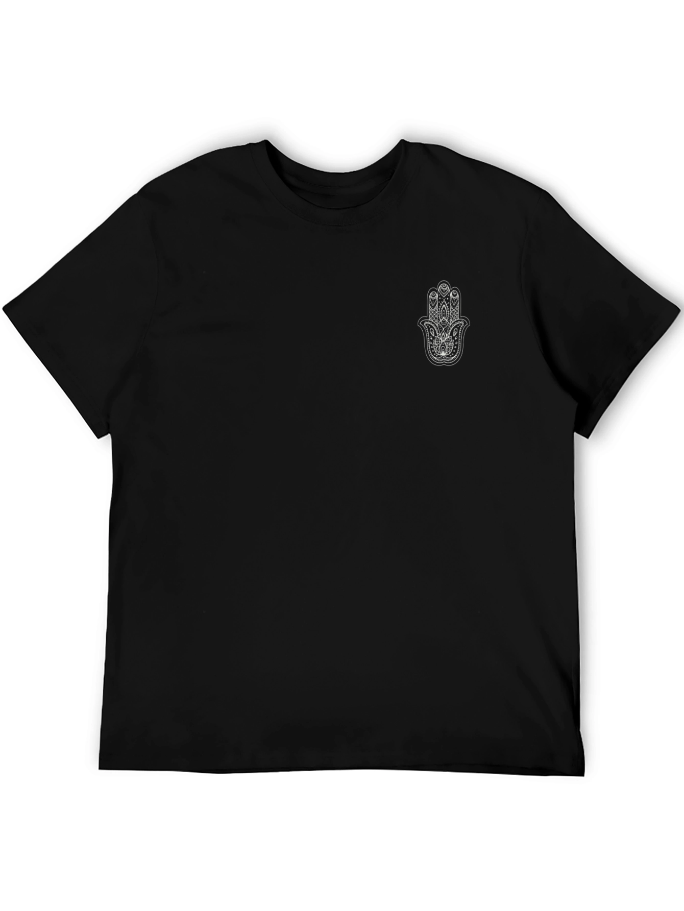 Mens Black T-Shirt with Hamsa Hand Graphic