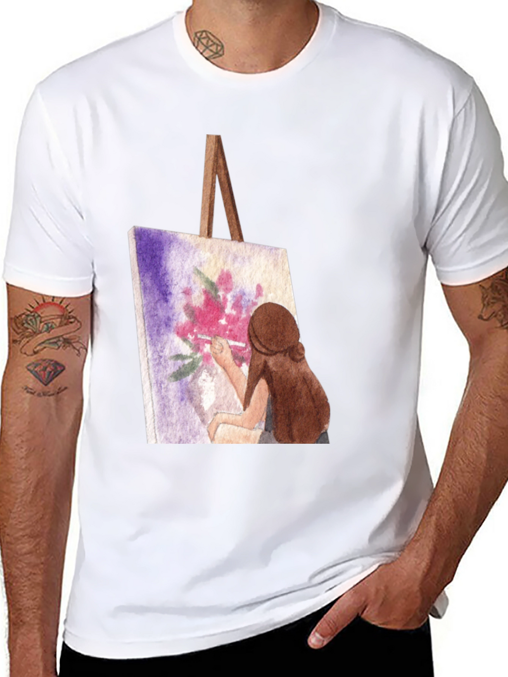 Painterly T-Shirt - Artistic Floral Design