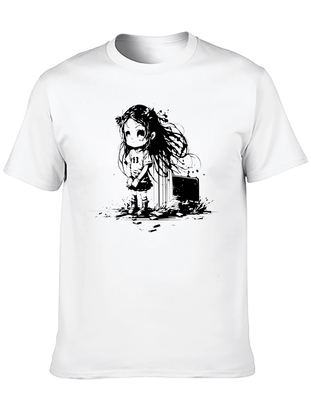 Graphic Print Tee - Anime Girl Design