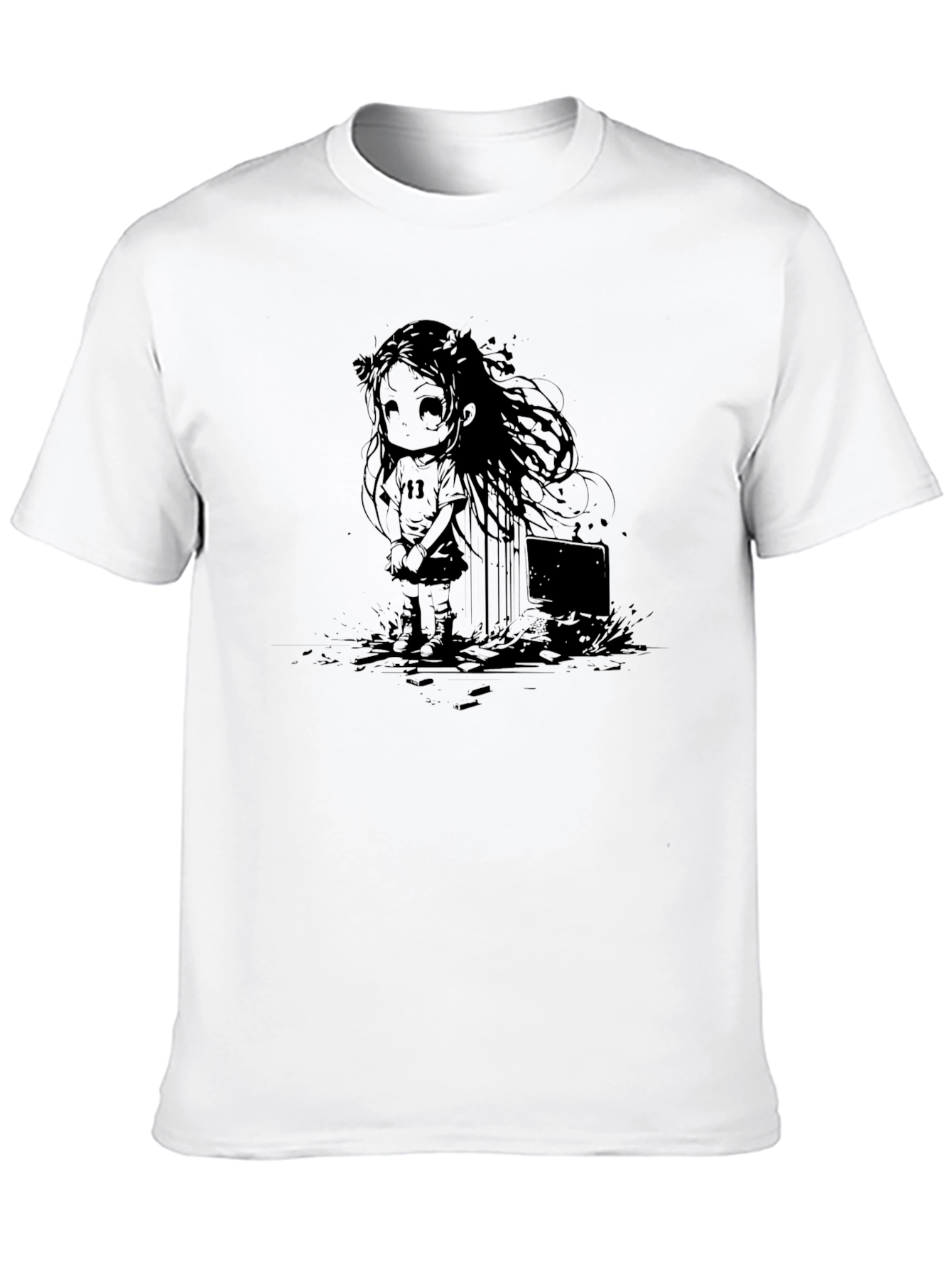 Graphic Print Tee - Anime Girl Design