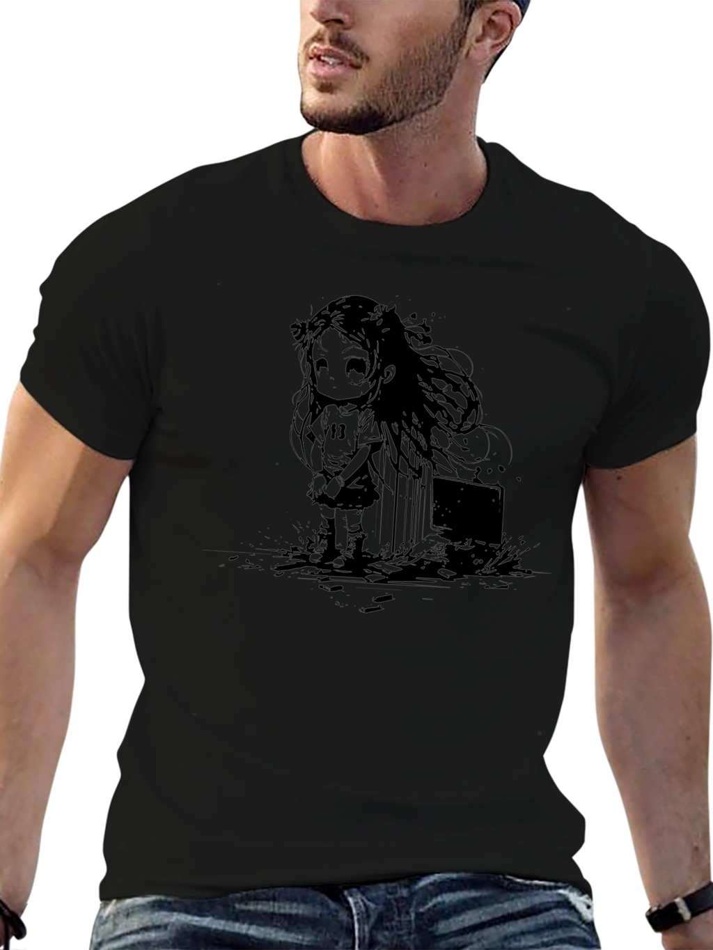 Graphic Print Tee - Anime Girl Design