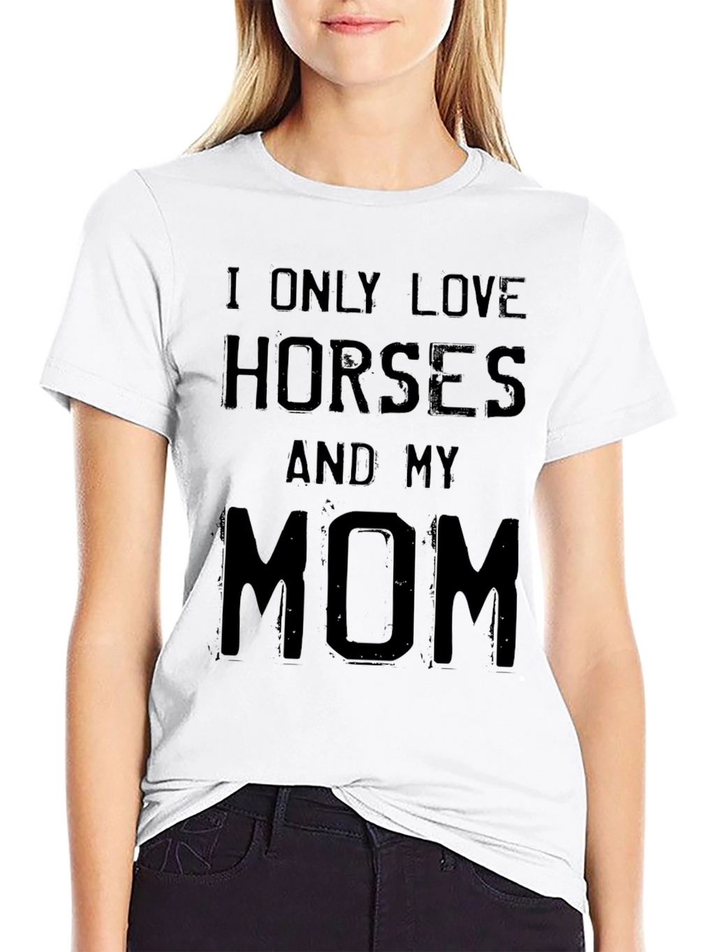 I Love Horses and My Mom Black T-Shirt