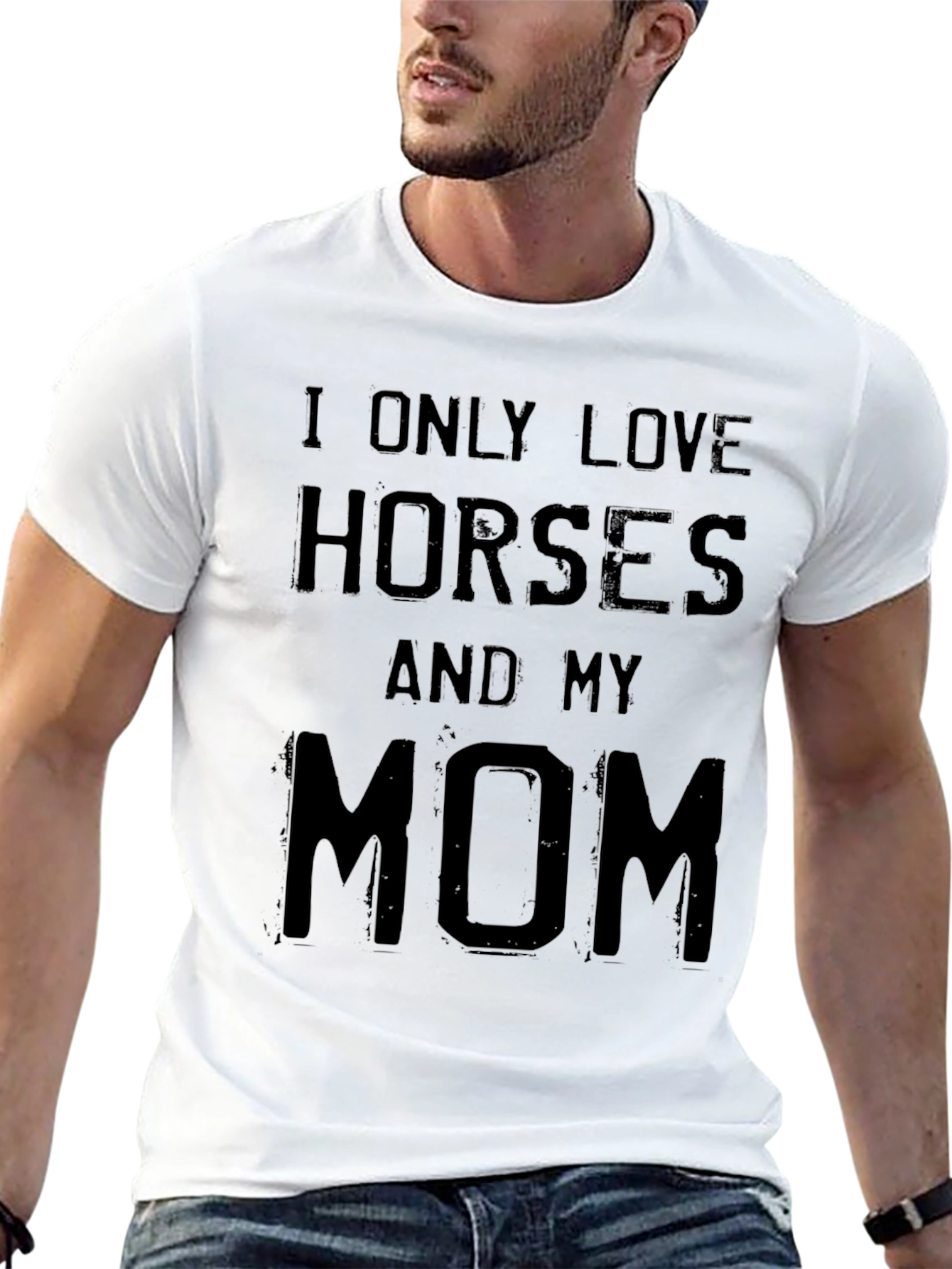 I Love Horses and My Mom Black T-Shirt