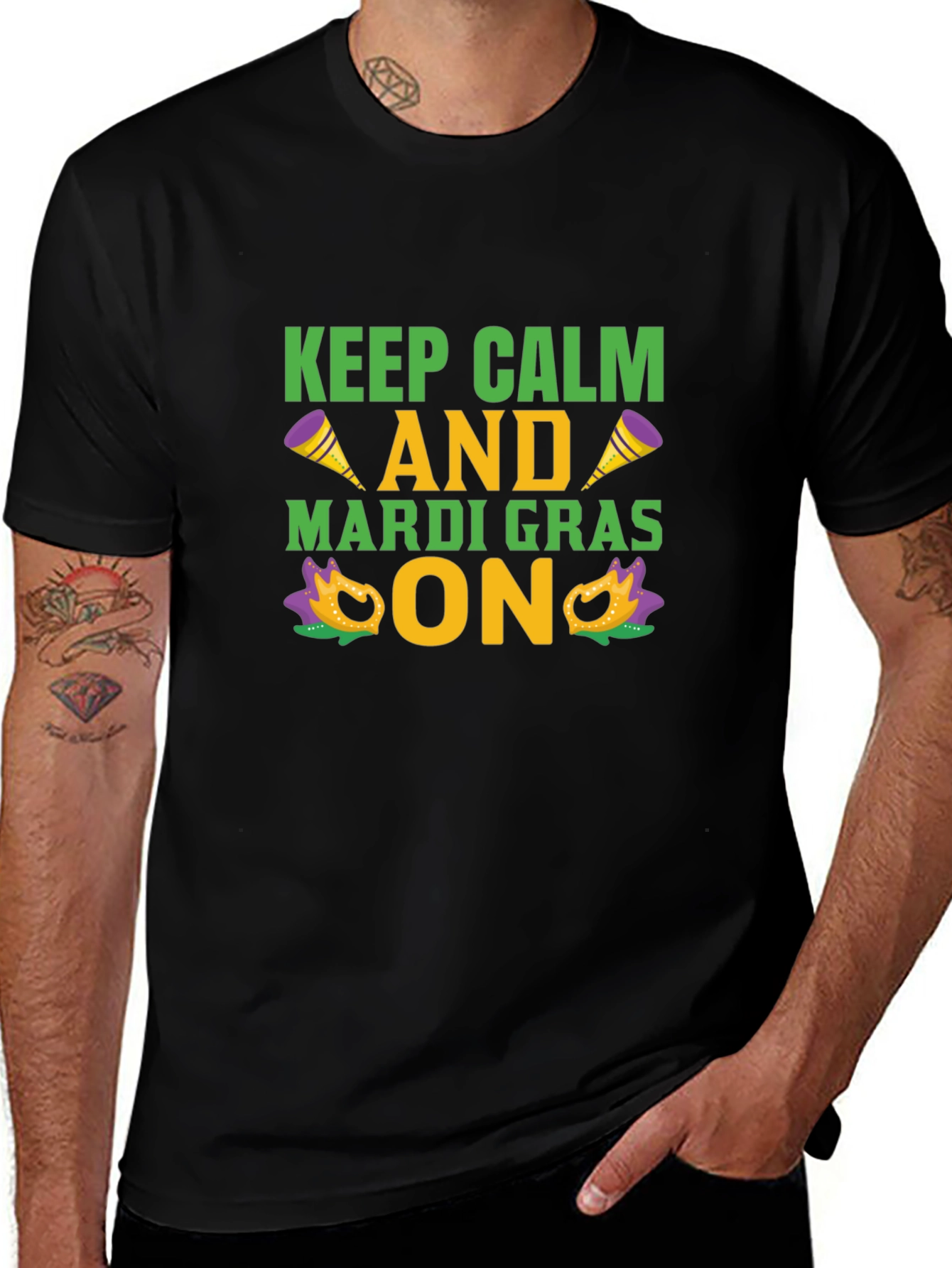 Mardi Gras T-Shirt - Keep Calm & Mardi Gras On - Fun Graphic Tee
