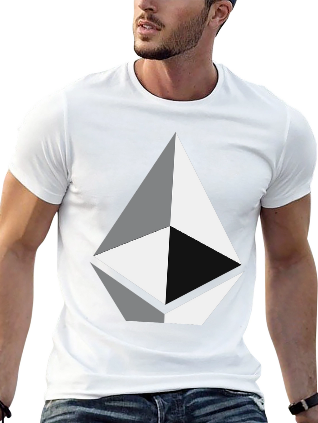 Geometric Diamond Graphic Tee - Black Unisex T-Shirt