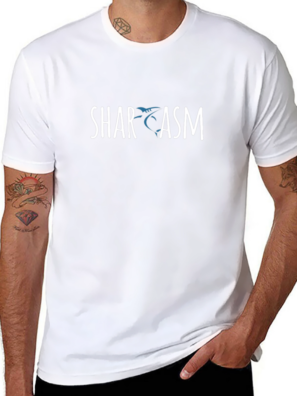 Shark Sarcasm Graphic Print Crew Neck T-Shirt
