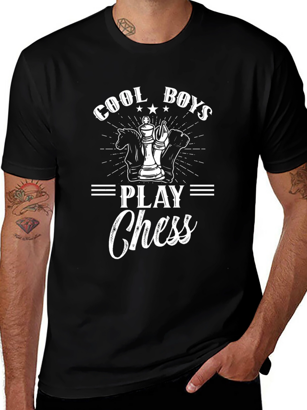 Cool Boys Play Chess Graphic T-Shirt