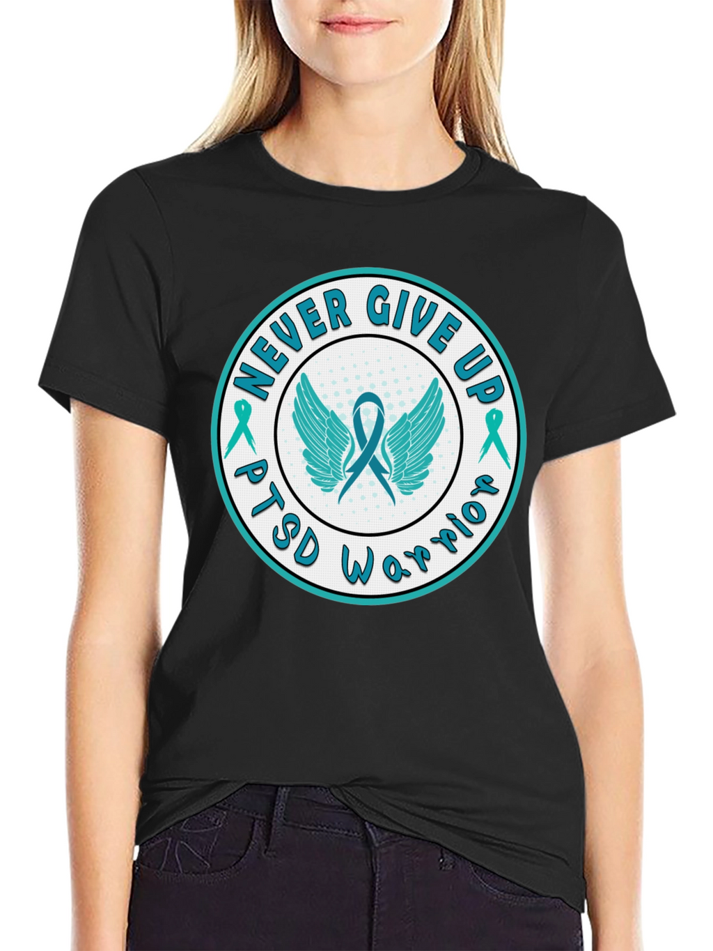 PTSD Warrior Never Give Up Graphic Tee