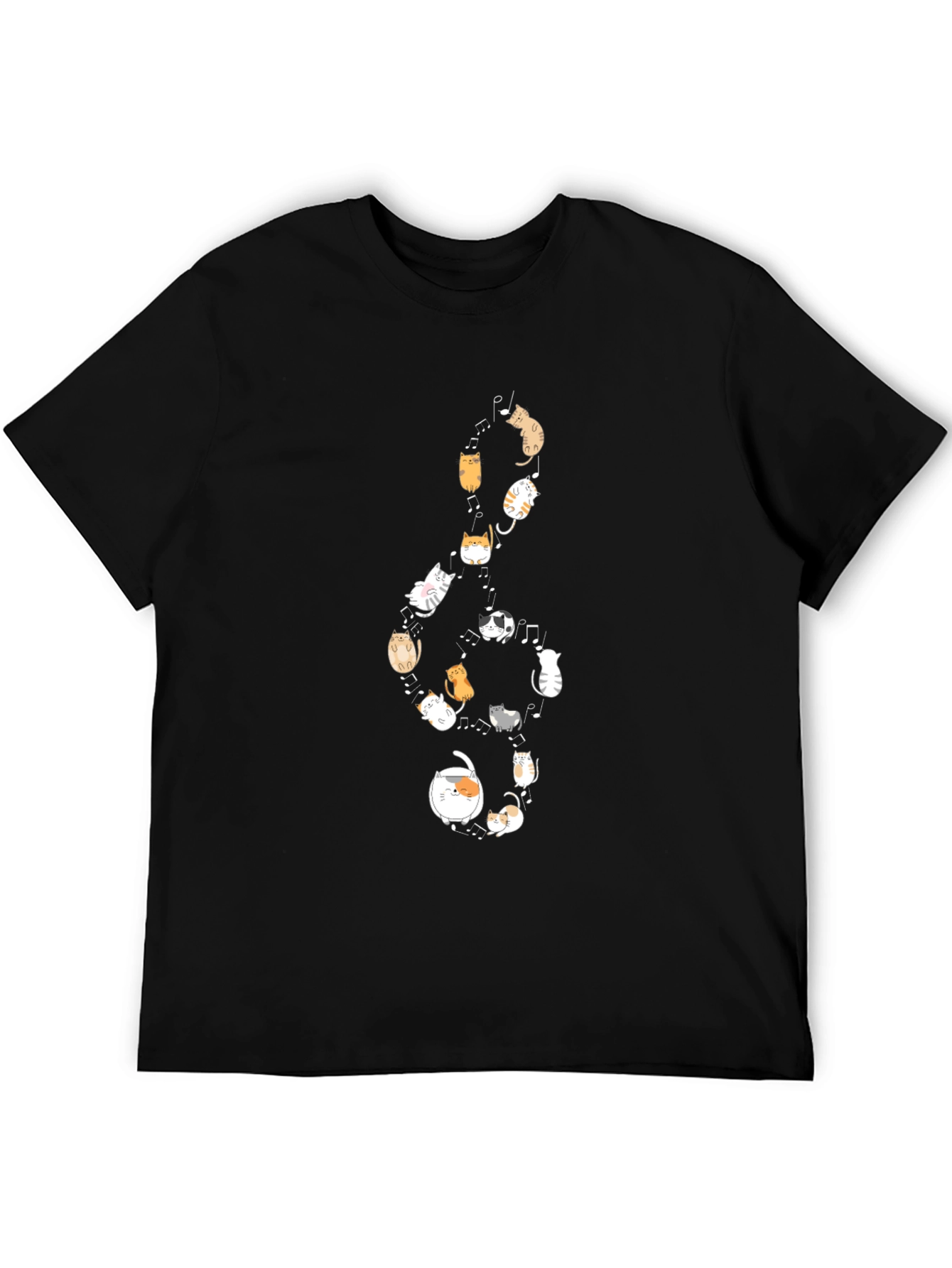 Cats Music Note Black T-Shirt