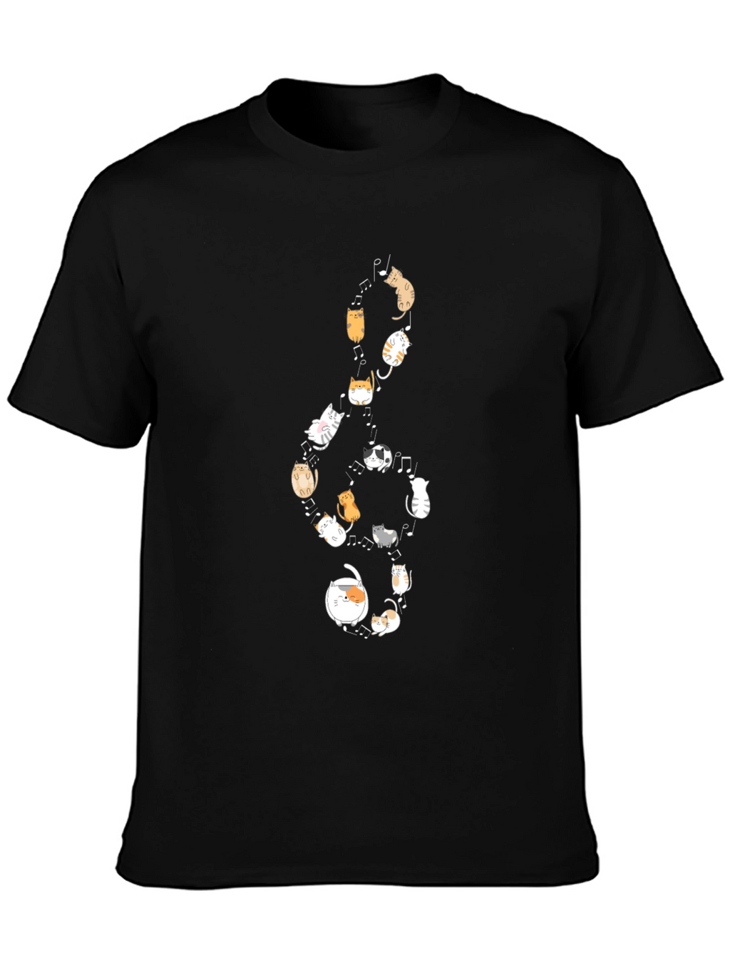 Cats Music Note Black T-Shirt