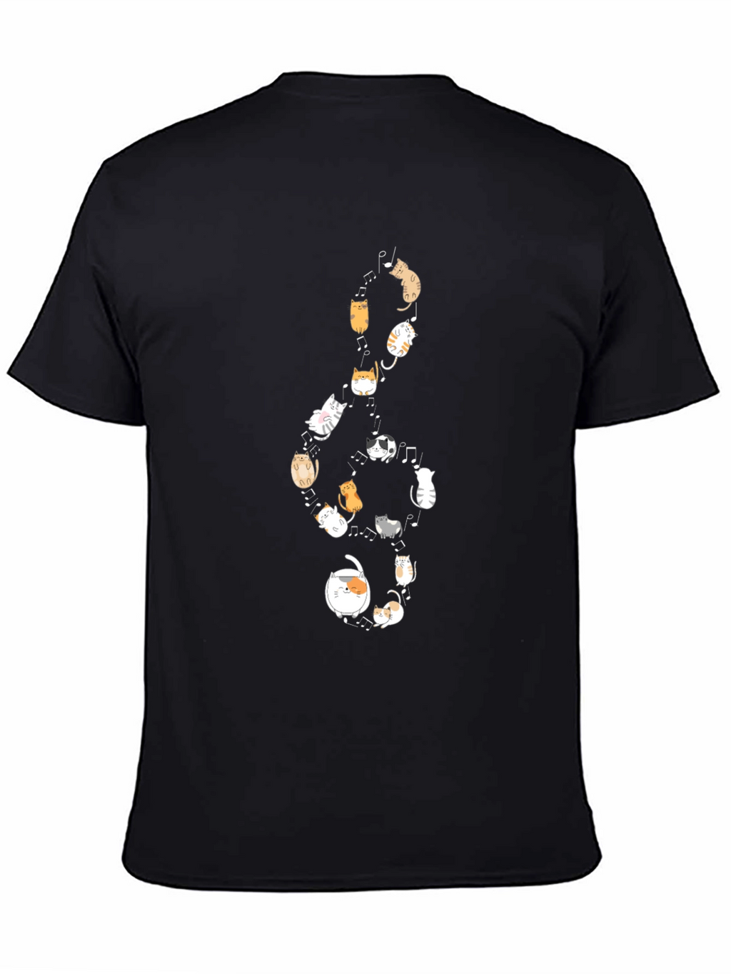 Cats Music Note Black T-Shirt