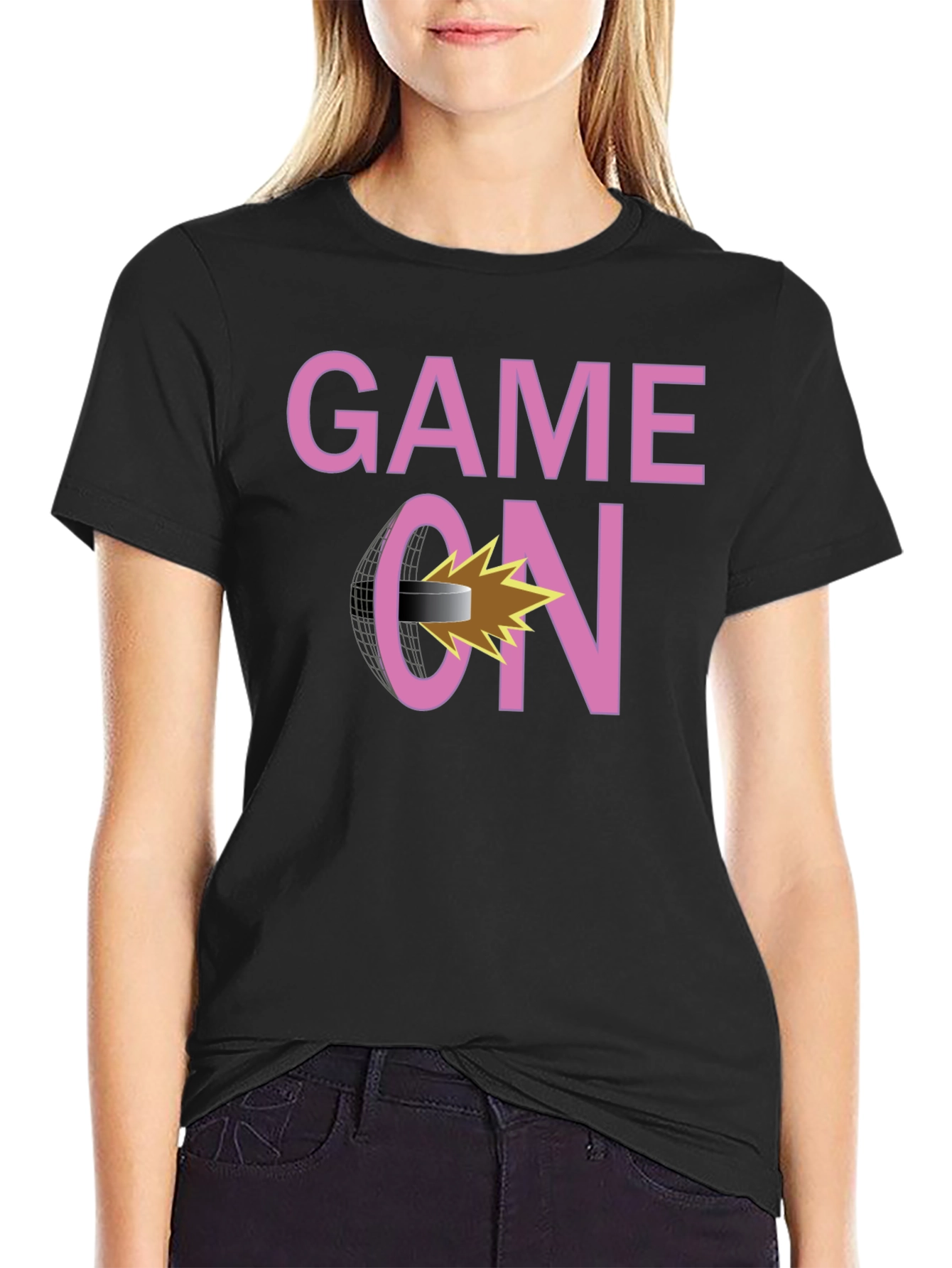 Game On Hockey Graphic T-Shirt - Black
