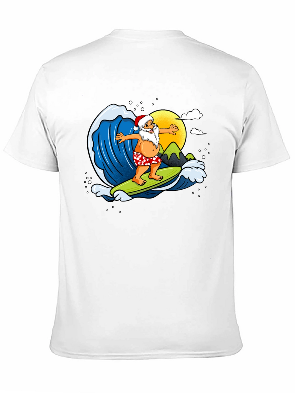 Surfing Santa Graphic T-Shirt - Holiday Fun!