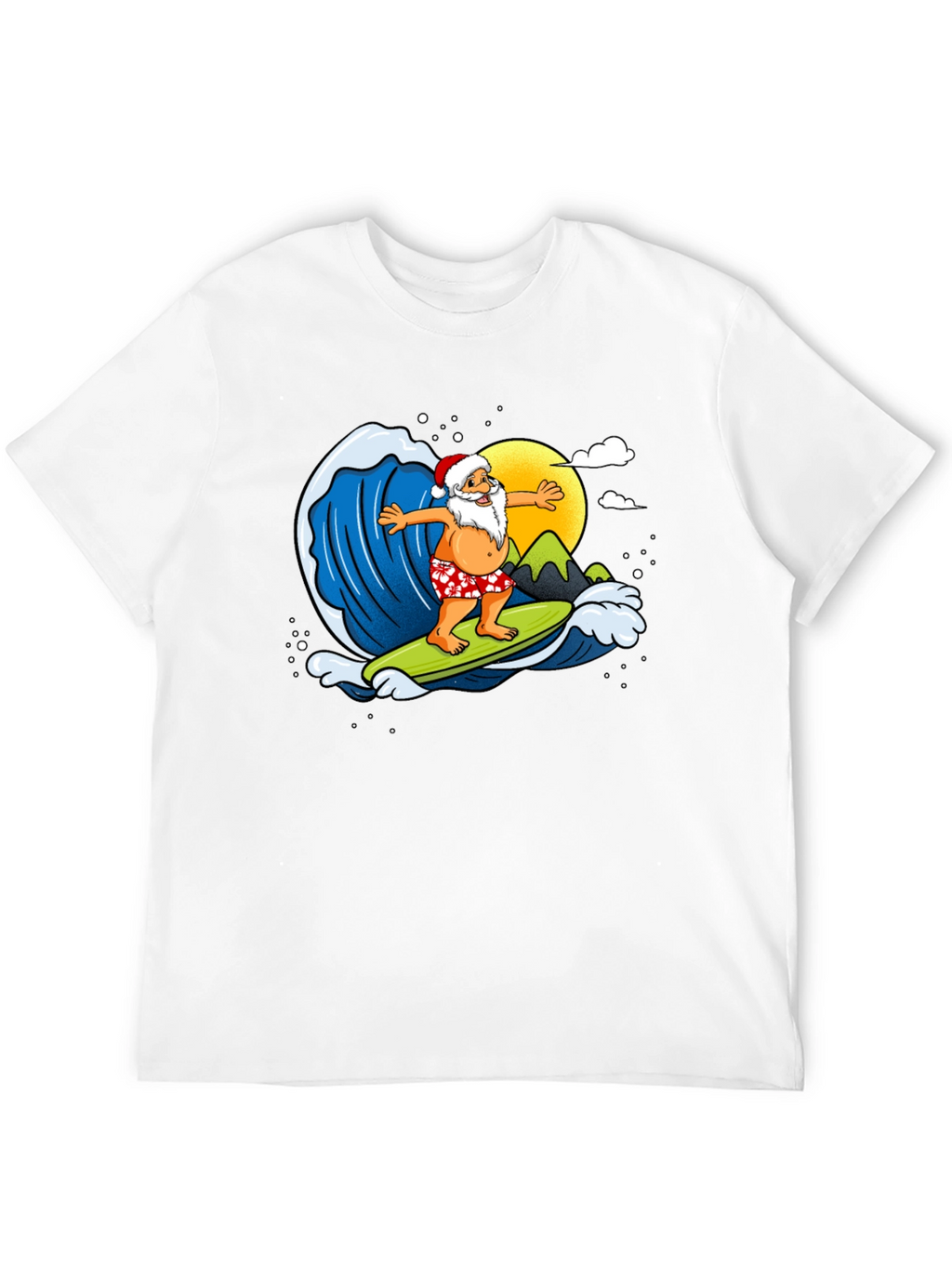 Surfing Santa Graphic T-Shirt - Holiday Fun!