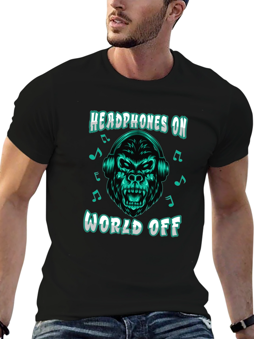 Headphones On World Off Gorilla T-Shirt
