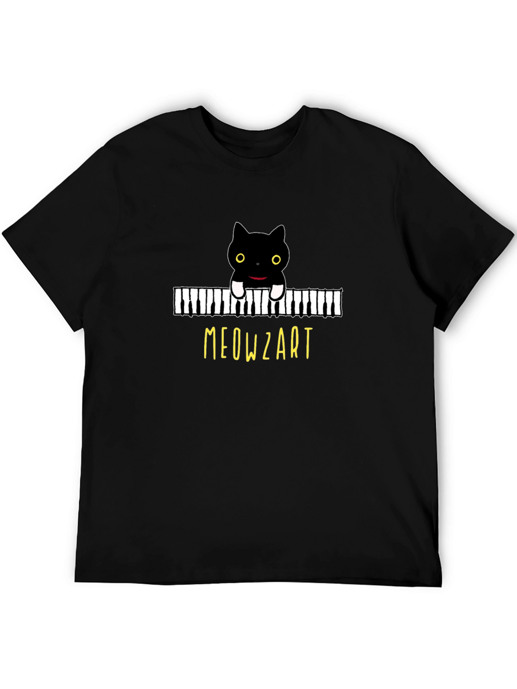Meowzart Black Cat Piano T-Shirt - Music Lover Tee