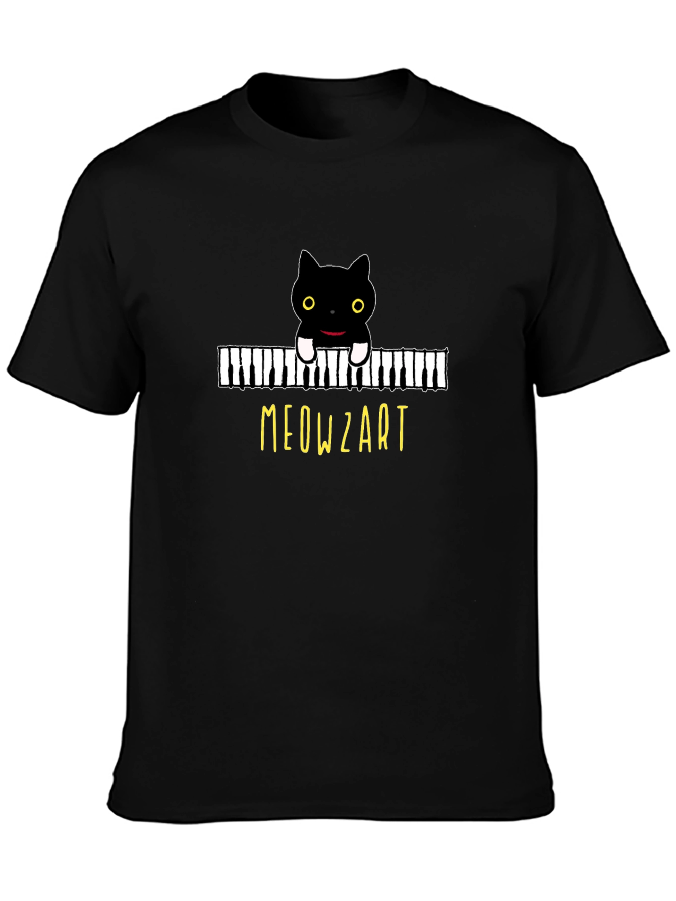 Meowzart Black Cat Piano T-Shirt - Music Lover Tee
