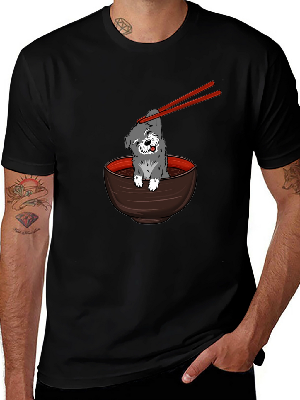 Dog in Ramen Bowl Graphic Tee
